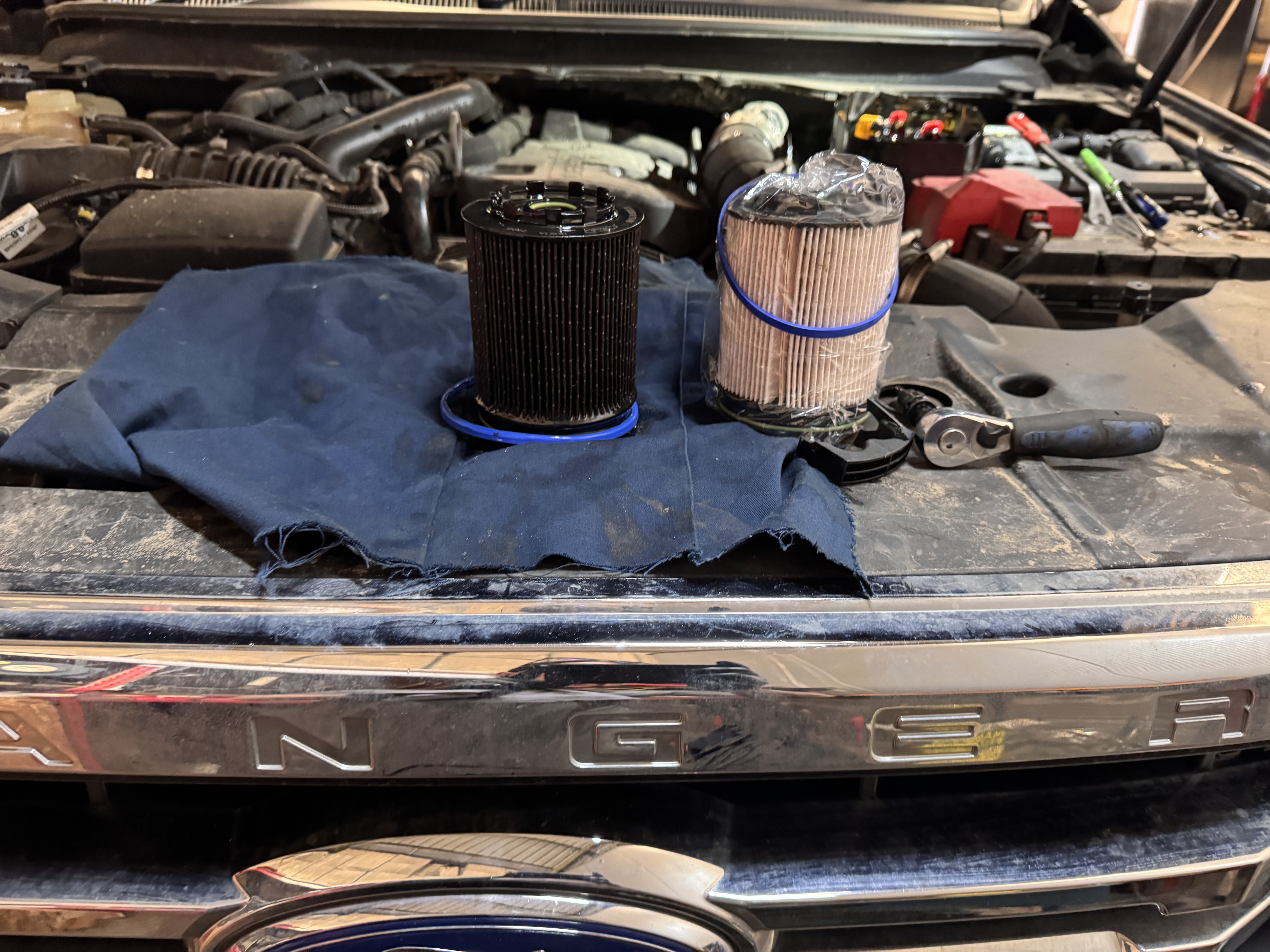 Fuel filter replacement — old vs new — mobile car service Ormskirk